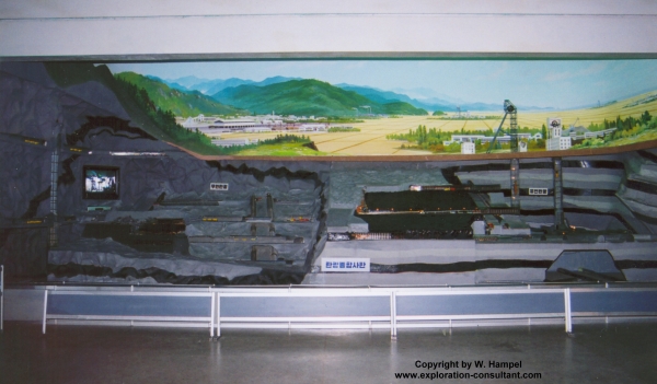 Pyongyang, Three Revolution Exhibition: model of underground coal mine.