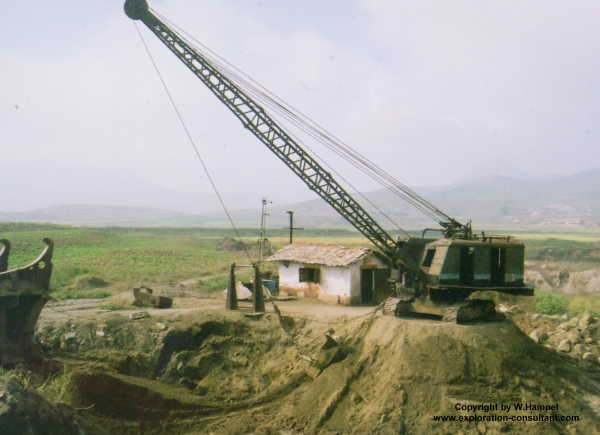 Susan Titanium Mine, South Hwanghae Province: dredging operations (eluvial ilmenite derived from weathered gabbro).